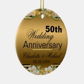 Gold 50. Hochzeitstag Keramik Ornament (Rechts)