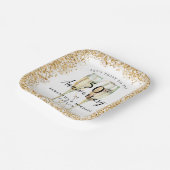 Gold 50. Hochzeitstag Pappteller (Gewinkelt)