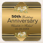 Gold 50. Hochzeitstag Rechteckiger Pappuntersetzer (Vorderseite)
