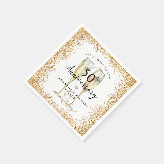 Gold 50. Hochzeitstag Serviette (Ecke)