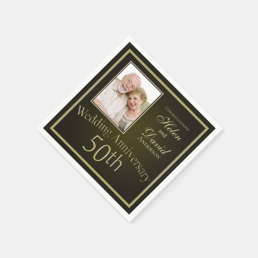 Gold 50. Hochzeitstag Serviette (Ecke)