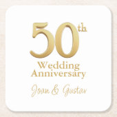 Gold 50. Hochzeitstag | Weiß Rechteckiger Pappuntersetzer (Vorderseite)