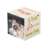 Gold 50 Jahre Jubiläum rotes Foto Würfel (Vorderseite Schrägansicht)