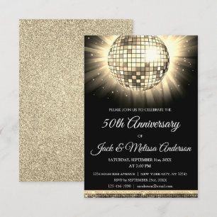 Gold 50 Jahre Party Disco Ball Einladung