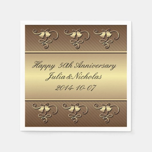 Gold 50 Jahre Personalisiert Napkins Serviette (Vorderseite)