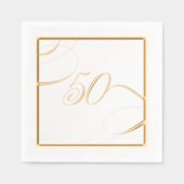 Gold 50 Kalligrafie Meilenstein Geburtstag Jubiläu Servietten Mit Folie (Vorderseite)
