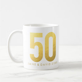 Gold 50. Tag, Monat, Jahr, Personalisierte weiße T Kaffeetasse