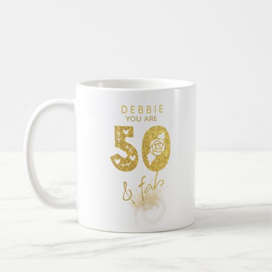 Gold 50 und Fab Personalisiert Kaffeetasse (Links)