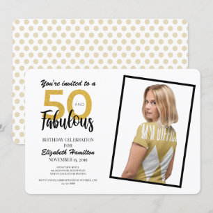 Gold 50 und fabelhafte Geburtstagsparty Einladung
