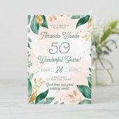 Gold 50. Verdant Anniversary Celebration Einladung (Stehend Vorderseite)