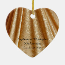Gold 50. Wedding Anniversary Heart Shaped, Name, 