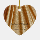 Gold 50. Wedding Anniversary Heart Shaped, Name, Keramik Ornament (Hinten)