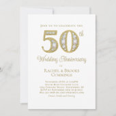 Gold 50th Anniversary Party Invitation Feiertagskarte (Vorderseite)