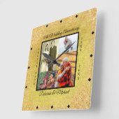 Gold 50th Wedding Anniversary Custom Foto Quadratische Wanduhr (Winkel)