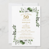 Gold 50th Wedding Anniversary Monogram Floral Einladung (Vorderseite)