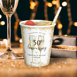 Gold 50th Wedding Anniversary Paper Cups Pappbecher