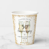 Gold 50th Wedding Anniversary Paper Cups Pappbecher (Rückseite)