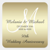 Gold 50th Wedding Anniversary Stickers (Vorderseite)