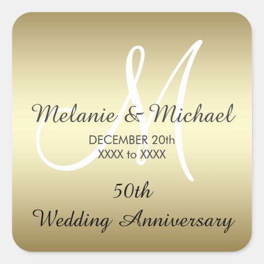 Gold 50th Wedding Anniversary Stickers (Vorderseite)
