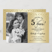 Gold 5. Hochzeitstag mit Foto Einladung (Vorne/Hinten)