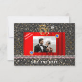 Gold 5. Hochzeitstag Schwarzer Wald & Perlen Einladung (Vorderseite)