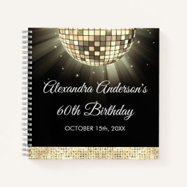 Gold 60. Geburtstag 70. Disco Ball Guest Book Notizblock