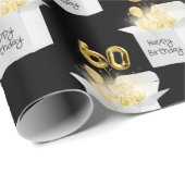 Gold 60. Geburtstag Ballons in White Box Geschenkpapier (Rolleneckpunkt)