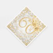 Gold 60. Geburtstag Bläserne Silberglanzleuchten Serviette (Ecke)
