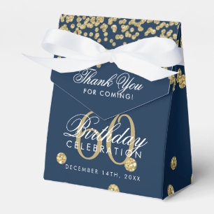 Gold 60. Geburtstag Danke Confetti Navy Blue Geschenkschachtel