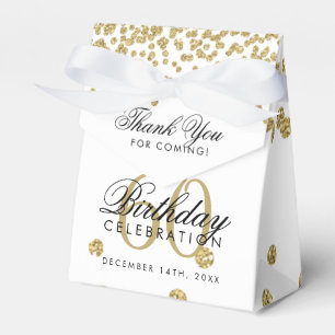 Gold 60. Geburtstag Danke Confetti White Geschenkschachtel