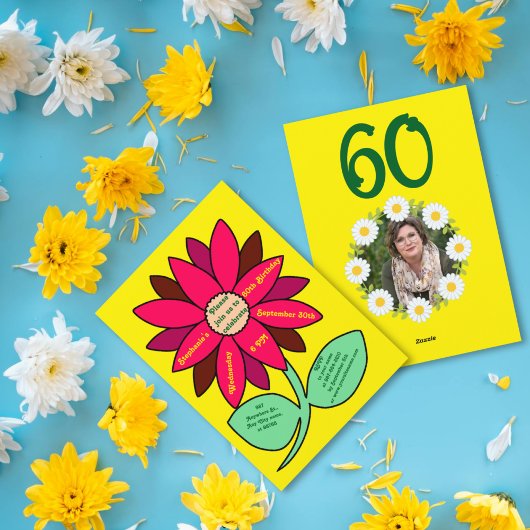 Gold 60. Geburtstag Einfache rote Sonnenblume Einladung
