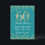 Gold 60. Geburtstag Save the Date Confetti Aquamar Einladung<br><div class="desc">Elegantes "60th Birthday Party" Design mit Imitats Glitzer Konfetti und Details Text. Einfach zu bedienen und leicht zu personalisieren. Bestelle noch heute!</div>