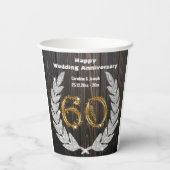 Gold 60. Hochzeitstag, Diamant Laurel Pape Pappbecher (Rückseite)