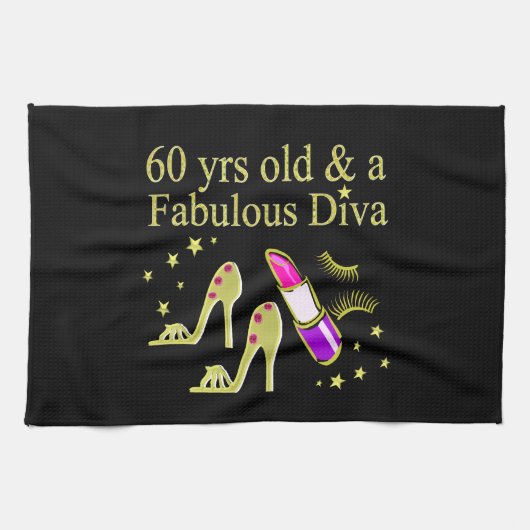 GOLD 60 JRS ALD UND EINE FABULOSE DIVA GESCHIRRTUCH (Horizontal)