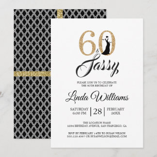 Gold 60 und Sassy | 60. Geburtstags-Party Einladung