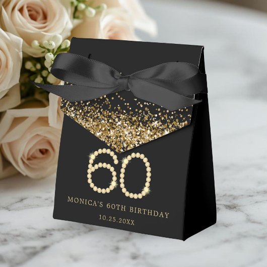 Gold 60th Diamonds Birthday Party Geschenkschachtel