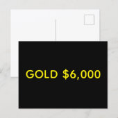 Gold $6,000 Market Celebration Postkarte (Vorne/Hinten)
