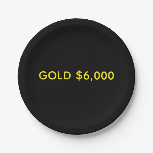 Gold $6,000 Marktfeier Pappteller (Vorderseite)