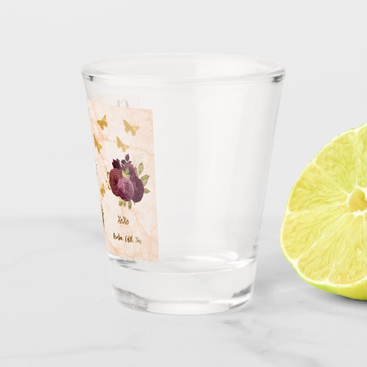 Gold 70 Ballonzahl, Rose Juwelen, Schmetterling Schnapsglas (Rechts)