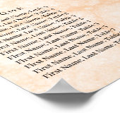 Gold 70 & Blumendesign Alphabetische Sitzkarte Poster (Ecke)