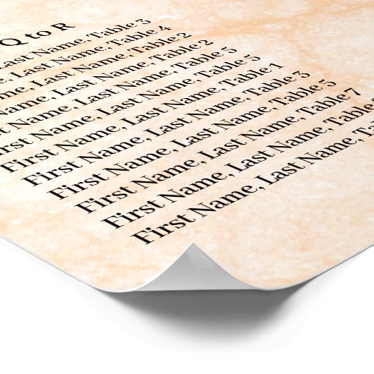 Gold 70 & Blumendesign Alphabetische Sitzkarte Poster (Ecke)