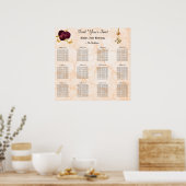 Gold 70 & Blumendesign Alphabetische Sitzkarte Poster (Küche)