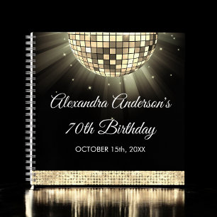 Gold 70. Geburtstag 70. Disco Ball Guest Book Notizblock