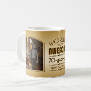 Gold 70. Geburtstagswelt bester Custom Foto Frame Kaffeetasse