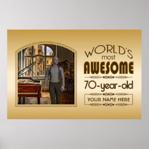Gold 70. Geburtstagswelt bester Custom Foto Frame Poster