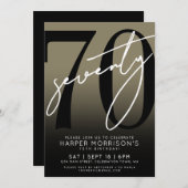 Gold 70th Birthday Party Einladung (Vorne/Hinten)