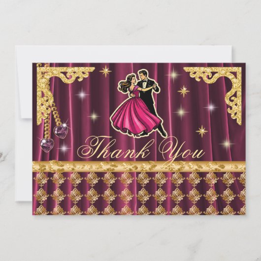 Gold 70th Birthday Thank You with Dancers  Dankeskarte (Vorderseite)