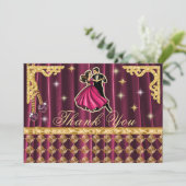 Gold 70th Birthday Thank You with Dancers  Dankeskarte (Stehend Vorderseite)