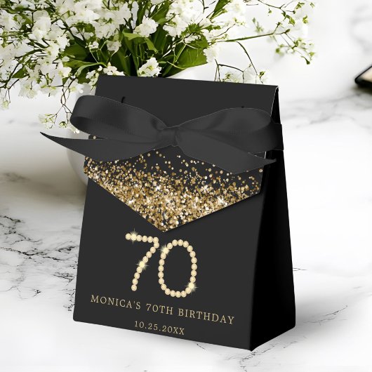 Gold 70th Diamonds Birthday Party Geschenkschachtel