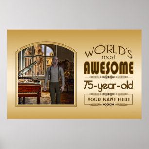 Gold 75. Geburtstagswelt bester Custom Foto Frame Poster